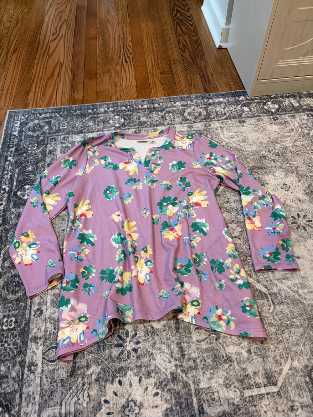 Women's Lilac Floral Long-Sleeve lounge shirt